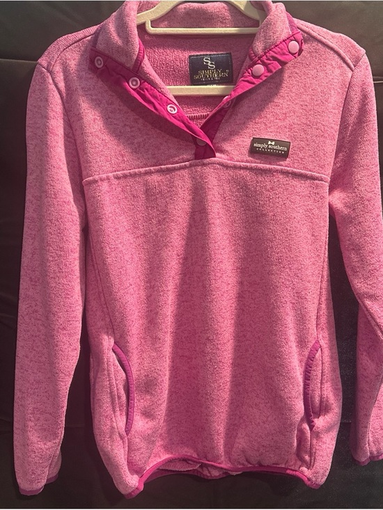 Simply Southern Sweaters - Simply Southern Hot Pink Snap-Button Fleece Pullover